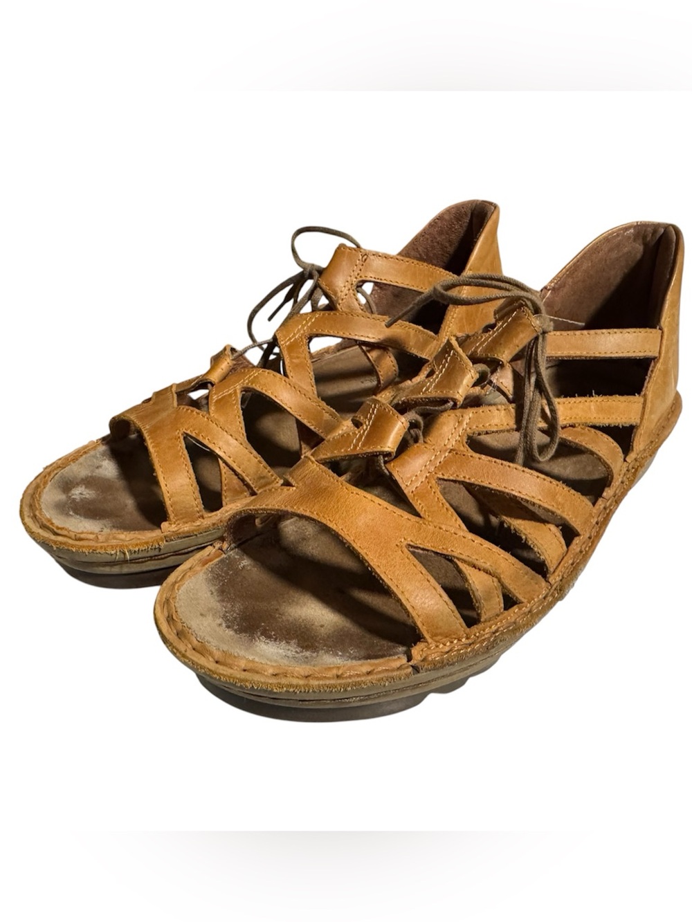 Naot Women's Yarrow Open-Toe Leather Lace-Up Sandals in Oily Dune Nubuck - 38
